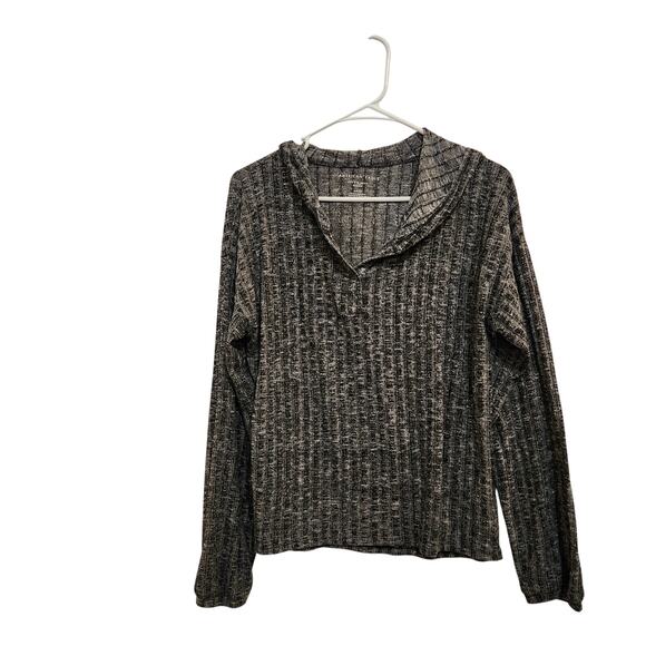 American Eagle Gray Knit Relax Pullover Soft & Sexy Plush Hooded Sweater Small - Picture 1 of 4